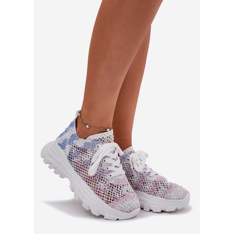 Women's sneakers with a crochet multicolor upper multicolored 1