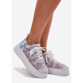 Women's sneakers on the platform with a crochet multicolor upper multicolored 1