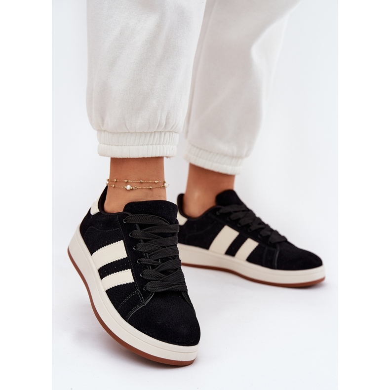 EVento Women's sneakers with eco suede black 2 EVento Women's sneakers with eco suede black 2