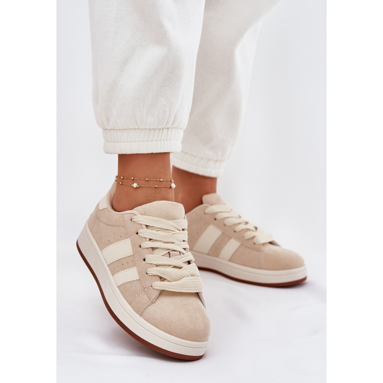 EVento Women's sneakers with eco suede beige 2