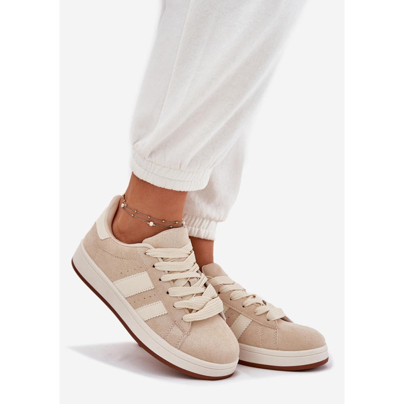 EVento Women's sneakers with eco suede beige 1
