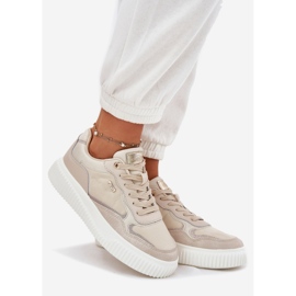 EVento Women's Leather Sneakers on the Platform, Beige 1