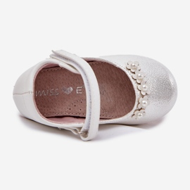 EVento Velcro children's ballerinas with white flowers 1 EVento Velcro children's ballerinas with white flowers 1