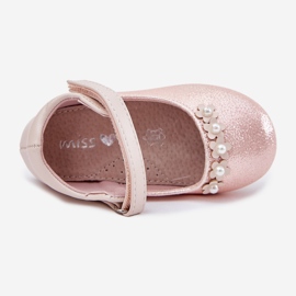 EVento Velcro children's ballerinas with pink flowers 1 EVento Velcro children's ballerinas with pink flowers 1