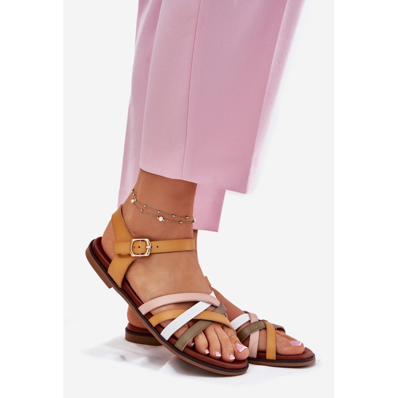 Women's sandals with Sergio Leone SK090H swinging stripes yellow 1 Women's sandals with Sergio Leone SK090H swinging stripes yellow 1