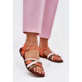 Women's sandals with intertwining Sergio Leone SK090H stripes orange 2