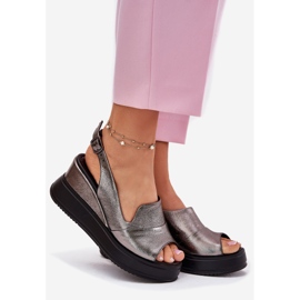 Women's leather sandals for ancient Artiker 54C0402 graphite silver 1 Women's leather sandals for ancient Artiker 54C0402 graphite silver 1