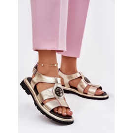 Women's leather sandals varnished with a decorative detail ARTiker 56C0689 PLN golden 2 Women's leather sandals varnished with a decorative detail ARTiker 56C0689 PLN golden 2