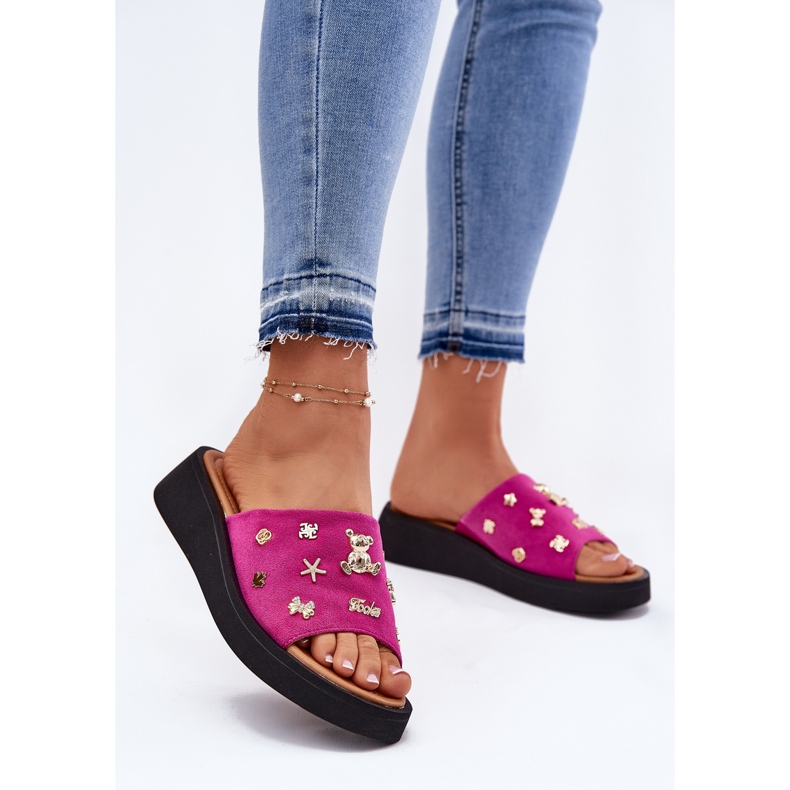 Women's suede flip flops with Vinceza 66741 FUKSJA pink 2