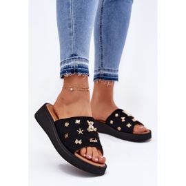 Women's suede flip flops with Vinceza 66741 black pins 2