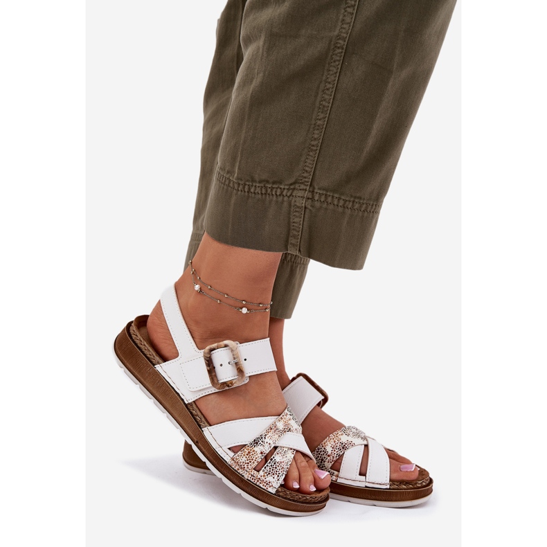 Women's sandals with inblu gs000056 white buckle 1