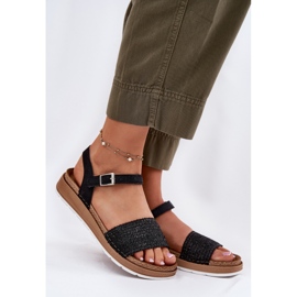 Women's sandals with a braid on the inblu gs000050 black belt 1