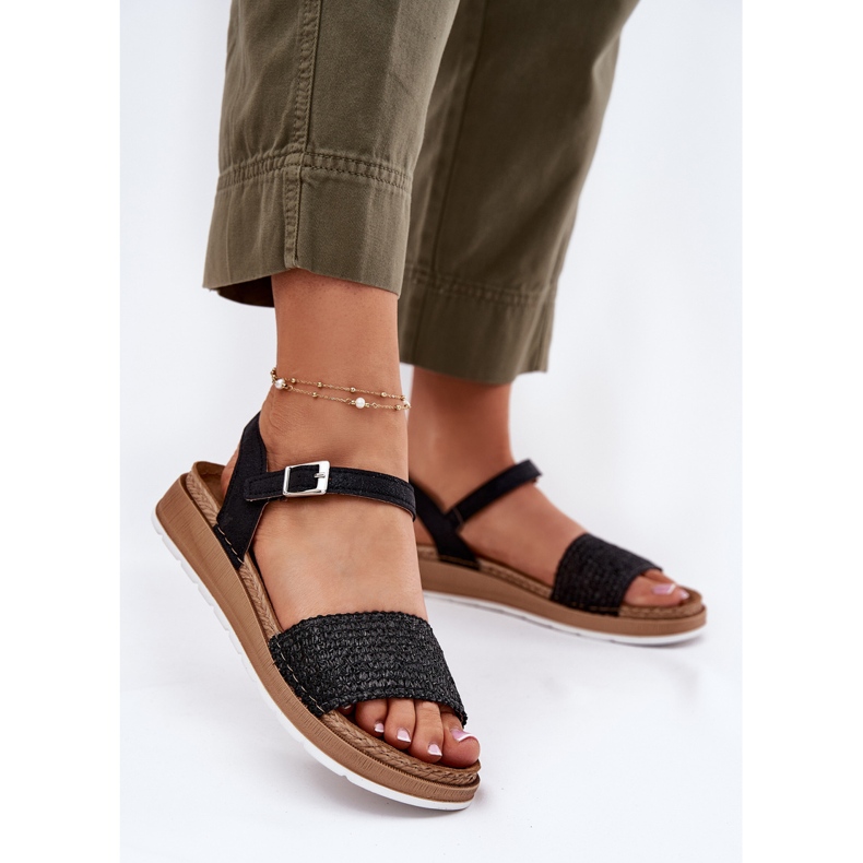 Women's sandals with a braid on the inblu gs000050 black belt 2