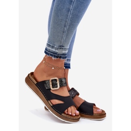 Lightweight women's flip flops with inblu gs000055 black buckle 1