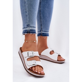 Women's flip flops with inblu buckle cp000042 white 2