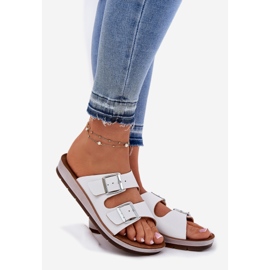 Women's flip flops with inblu buckle cp000042 white 1