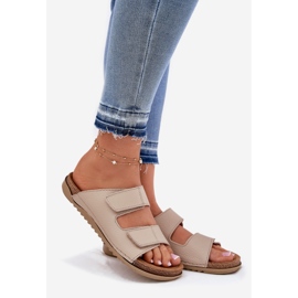 Women's leather slippers inblu aa0005g beige 1