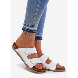 Women's leather slippers inblu AA0005GU white 1