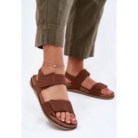 Women's leather sandals inblu AA0001KI Camel brown 2