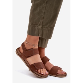 Women's leather sandals inblu AA0001KI Camel brown 1