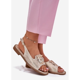 S.Barski Elegant sandals with flat-heeled decoration S. Barski KV51-003 gold golden 1 S.Barski Elegant sandals with flat-heeled decoration S. Barski KV51-003 gold golden 1