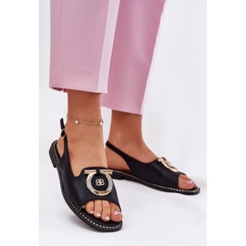 S.Barski Elegant sandals with flat-heeled ornament S. Barski KV51-003 Black 2 S.Barski Elegant sandals with flat-heeled ornament S. Barski KV51-003 Black 2