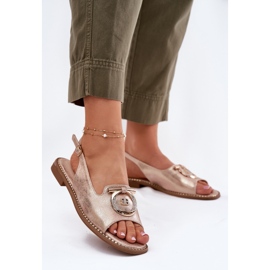 S.Barski Elegant sandals with flat-heeled ornament S. Barski KV51-003 pink gold golden 2 S.Barski Elegant sandals with flat-heeled ornament S. Barski KV51-003 pink gold golden 2
