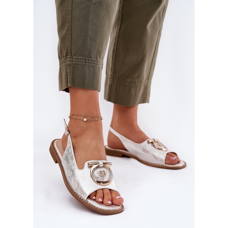S.Barski Elegant sandals with flat-heeled ornament S. Barski KV51-003 silver 2 S.Barski Elegant sandals with flat-heeled ornament S. Barski KV51-003 silver 2