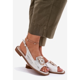 S.Barski Elegant sandals with flat-heeled ornament S. Barski KV51-003 silver 1 S.Barski Elegant sandals with flat-heeled ornament S. Barski KV51-003 silver 1