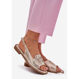 S.Barski Flat-heeled women's sandals with an ornament S. Barski KV51-002 gold golden 1 S.Barski Flat-heeled women's sandals with an ornament S. Barski KV51-002 gold golden 1