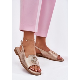 S.Barski Flat-heeled women's sandals with an ornament S. Barski KV51-002 Pink gold golden 2 S.Barski Flat-heeled women's sandals with an ornament S. Barski KV51-002 Pink gold golden 2