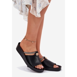 S.Barski Women's leather slippers with a decorative KV51-034 Black strap 1 S.Barski Women's leather slippers with a decorative KV51-034 Black strap 1