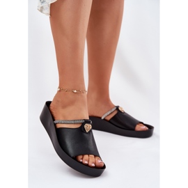 S.Barski Women's leather slippers with a decorative KV51-034 Black strap 2 S.Barski Women's leather slippers with a decorative KV51-034 Black strap 2