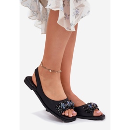 S.Barski Flat women's sandals with crystals S. Barski KV51-079 black 1 S.Barski Flat women's sandals with crystals S. Barski KV51-079 black 1