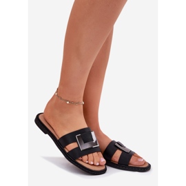 Flat women's flip flops with a decorative detail Artiker 56c1336 black 1
