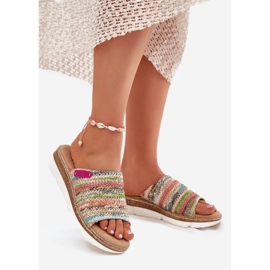 Women's flip flops with a wedge -plated multicolor wedge multicolored 1