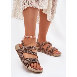 Women's leather sandals Zazoo K1004 leopard print brown 2 Women's leather sandals Zazoo K1004 leopard print brown 2