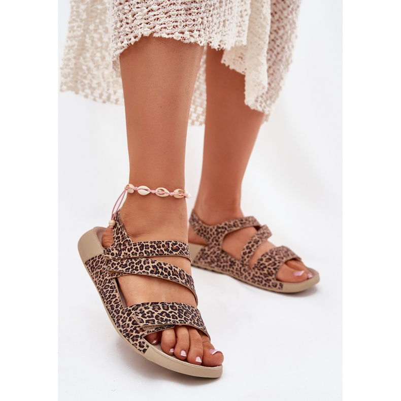 Women's leather sandals Zazoo K1004 leopard print brown 2 Women's leather sandals Zazoo K1004 leopard print brown 2