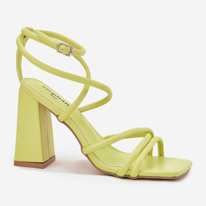 Women's sandals on the post -lime strip green 2