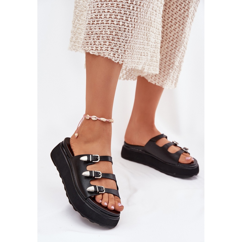 Women's flip flops on the platform with black stripes 2 Women's flip flops on the platform with black stripes 2