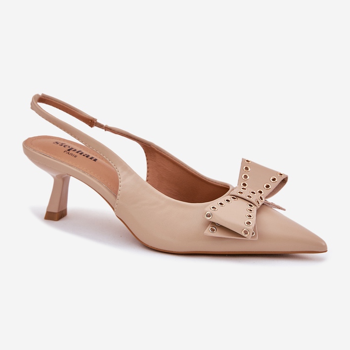 Pumps on a pin with a bow beige 2