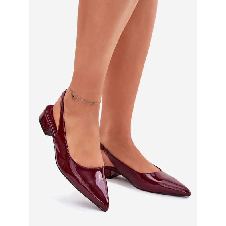 Painted low -heeled ballerinas burgundy red 1 Painted low -heeled ballerinas burgundy red 1