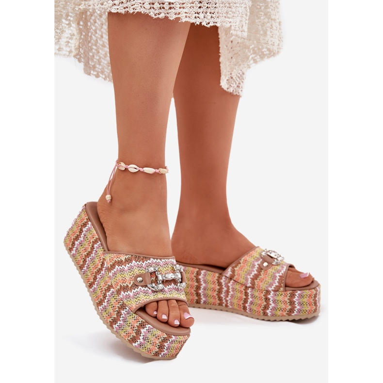 Women's wedges for wedge with braid and multicolor decoration multicolored 1