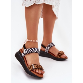 Women's sandals for wedges leopard and brown zebra 2 Women's sandals for wedges leopard and brown zebra 2