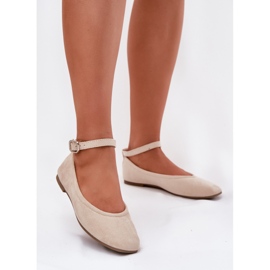Eco suede ballerinas with a belt and a beige clamp 2