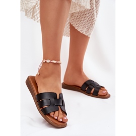 Women's slippers with eco leather black leather 2 Women's slippers with eco leather black leather 2