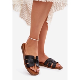 Women's slippers with eco leather black leather 1 Women's slippers with eco leather black leather 1