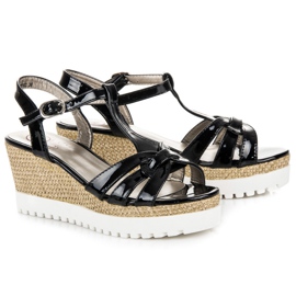 Kylie Lacquered wedge sandals black 1