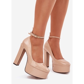 Painted pumps on a high post and beige platform 1 Painted pumps on a high post and beige platform 1