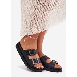 Women's flip flops with clamps on the platform black 1